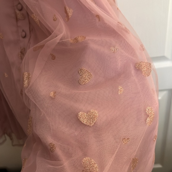 Unique Vintage Gold Heart Dusty Pink Dress - Picture 3 of 3